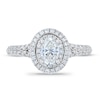 Thumbnail Image 2 of Royal Asscher® 1 CT. T.W. Oval Diamond Double Frame Engagement Ring in 14K White Gold