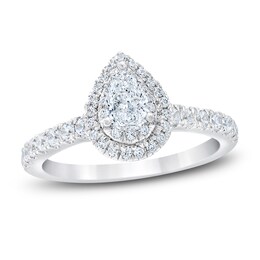Royal Asscher® 1 CT. T.W. Pear-Shaped Diamond Frame Engagement Ring in 14K White Gold