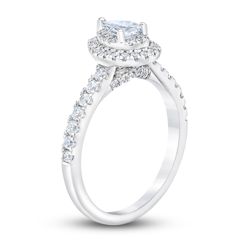 Main Image 2 of Royal Asscher® 1 CT. T.W. Pear-Shaped Diamond Frame Engagement Ring in 14K White Gold