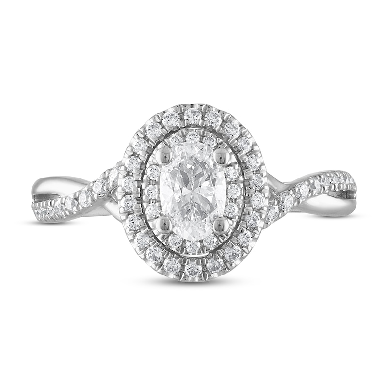 Royal Asscher® 3/4 CT. T.W. Diamond Double Frame Twist Shank Engagement ...