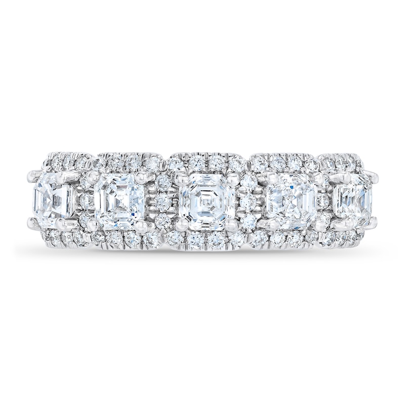 Main Image 3 of Royal Asscher® 1-1/2 CT. T.W. Diamond Frame Five Stone Anniversary Band in 14K White Gold