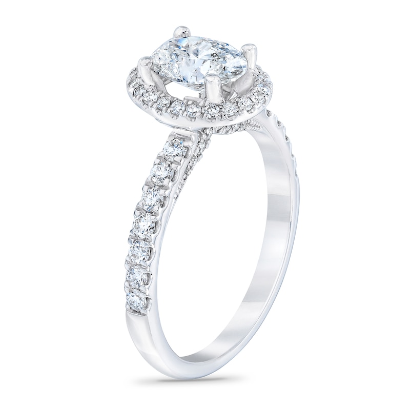 Main Image 2 of Royal Asscher® 1-1/2 CT. T.W. Oval Diamond Frame Engagement Ring in 14K White Gold
