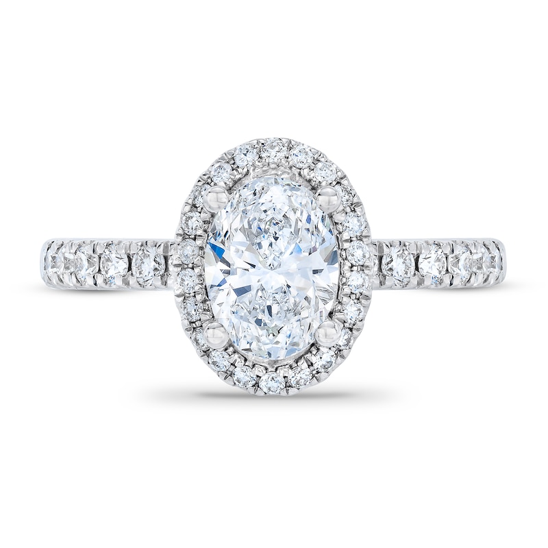 Main Image 3 of Royal Asscher® 1-1/2 CT. T.W. Oval Diamond Frame Engagement Ring in 14K White Gold