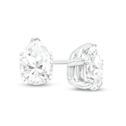 1 CT. T.W. Certified Pear-Shaped Lab-Grown Diamond Solitaire Stud Earrings in 14K White Gold (F/SI2)