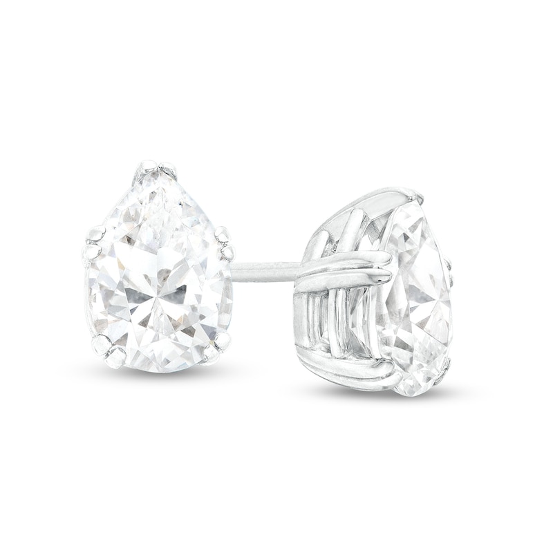 Main Image 1 of 1 CT. T.W. Certified Pear-Shaped Lab-Grown Diamond Solitaire Stud Earrings in 14K White Gold (F/SI2)