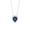 Thumbnail Image 1 of Blue Lab-Created Sapphire and 1/10 CT. T.W. Diamond Frame Vintage-Style Shield Necklace in Sterling Silver