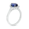Thumbnail Image 3 of Blue Lab-Created Sapphire and 1/10 CT. T.W. Diamond Frame Vintage-Style Shield Ring in Sterling Silver