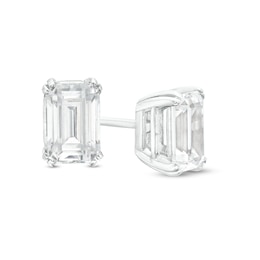 1 CT. T.W. Certified Emerald-Cut Lab-Grown Diamond Solitaire Stud Earrings in 14K White Gold (F/SI2)