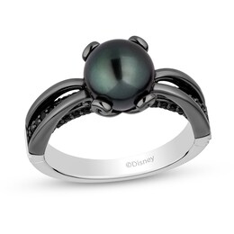 Enchanted Disney Villains Ursula Natural Tahitian Pearl and 1/3 CT. T.W. Diamond Engagement Ring in 14K White Gold