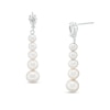 Thumbnail Image 1 of 4.0-7.5mm Freshwater Cultured Pearl and White Lab-Created Sapphire Drop Earrings in Sterling Silver