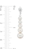 Thumbnail Image 3 of 4.0-7.5mm Freshwater Cultured Pearl and White Lab-Created Sapphire Drop Earrings in Sterling Silver