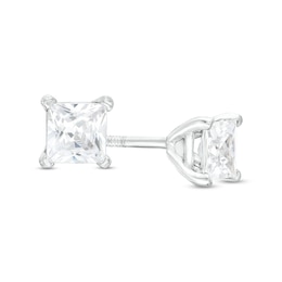 3/4 CT. T.W. Certified Princess-Cut Lab-Grown Diamond Solitaire Stud Earrings in 14K White Gold (F/SI2)