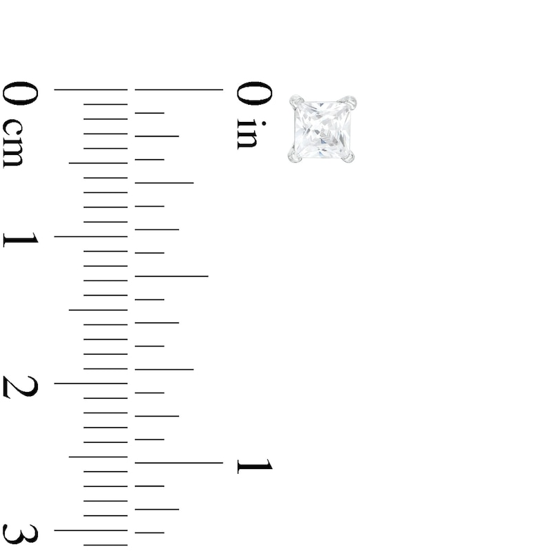 Main Image 3 of 3/4 CT. T.W. Certified Princess-Cut Lab-Grown Diamond Solitaire Stud Earrings in 14K White Gold (F/SI2)