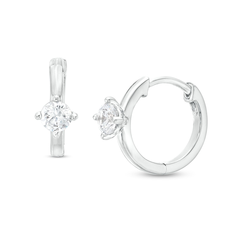Main Image 1 of 1/2 CT. T.W. Certified Lab-Grown Diamond Solitaire Hoop Earrings in 14K White Gold (F/SI2)