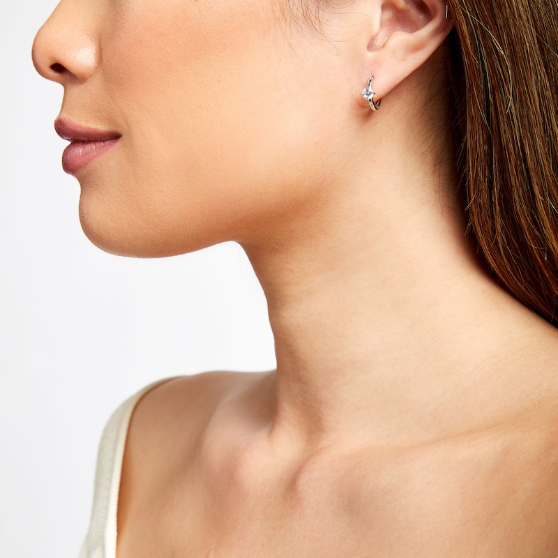 Main Image 2 of 1/2 CT. T.W. Certified Lab-Grown Diamond Solitaire Hoop Earrings in 14K White Gold (F/SI2)