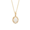 Thumbnail Image 0 of EFFY™ Collection Oval Opal and 1/20 CT. T.W. Diamond Frame Pendant in 14K Gold