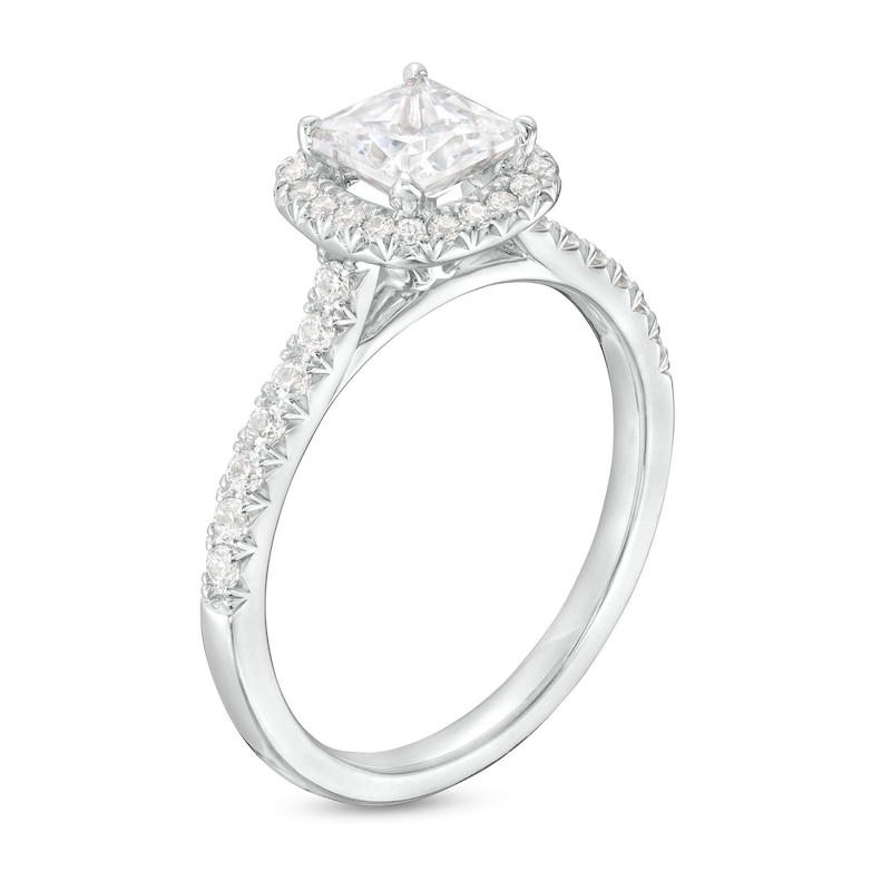 Main Image 3 of 1-1/3 CT. T.W. Certified Princess-Cut Lab-Grown Diamond Cushion-Shaped Frame Engagement Ring in 14K White Gold (F/VS2)