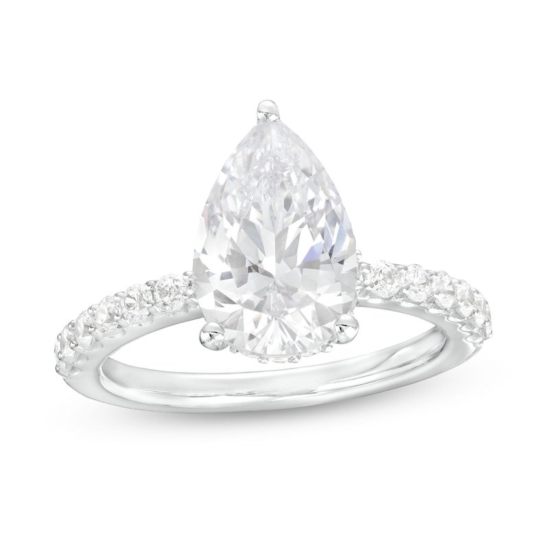 Main Image 1 of 3-1/2 CT. T.W. Certified Pear-Shaped Lab-Grown Diamond Engagement Ring in 14K White Gold (F/VS2)