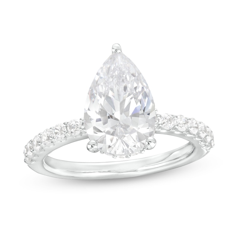 1.50 ctw 14K Pear Shaped Lab Grown Diamond Three Stone Engagement Ring