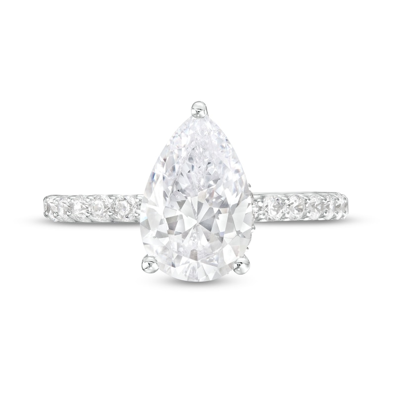 1.50 ctw 14K Pear Shaped Lab Grown Diamond Three Stone Engagement Ring