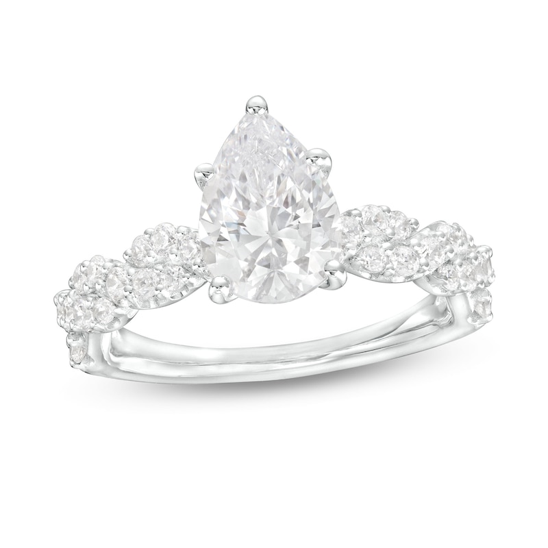 Main Image 1 of 2 CT. T.W. Certified Pear-Shaped Lab-Grown Diamond Twist Shank Engagement Ring in 14K White Gold (F/VS2)