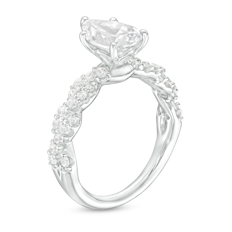 Main Image 3 of 2 CT. T.W. Certified Pear-Shaped Lab-Grown Diamond Twist Shank Engagement Ring in 14K White Gold (F/VS2)