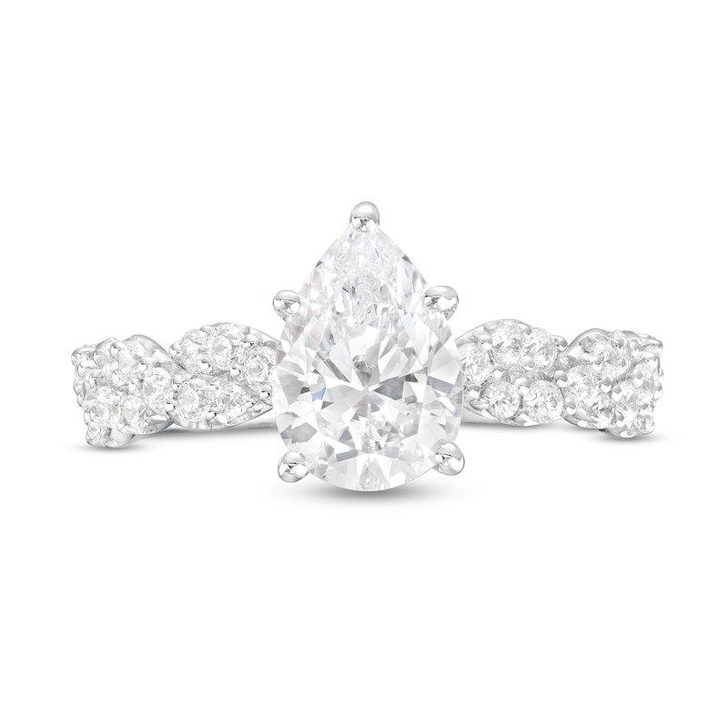 Main Image 4 of 2 CT. T.W. Certified Pear-Shaped Lab-Grown Diamond Twist Shank Engagement Ring in 14K White Gold (F/VS2)