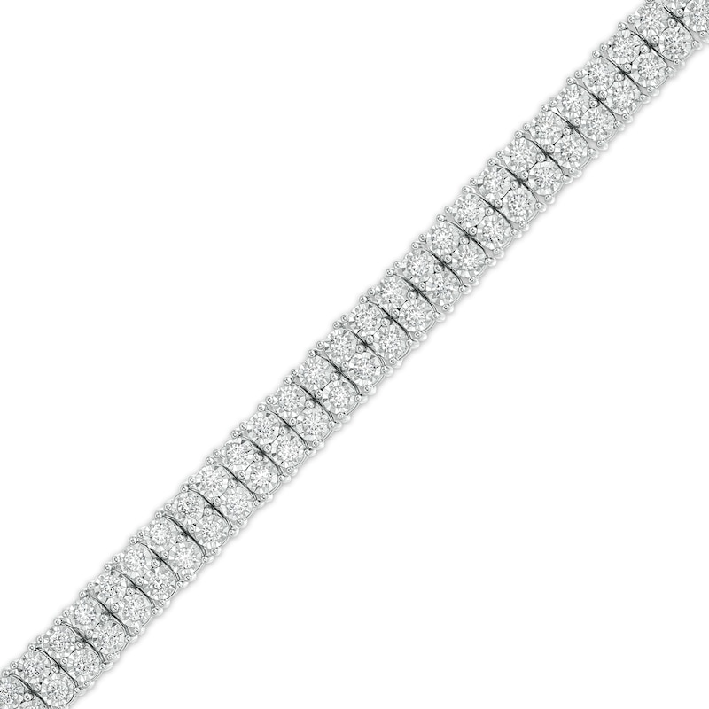 Main Image 1 of Men's 2-1/4 CT. T.W. Diamond Double Row Tennis Bracelet in 10K White Gold - 8.5"