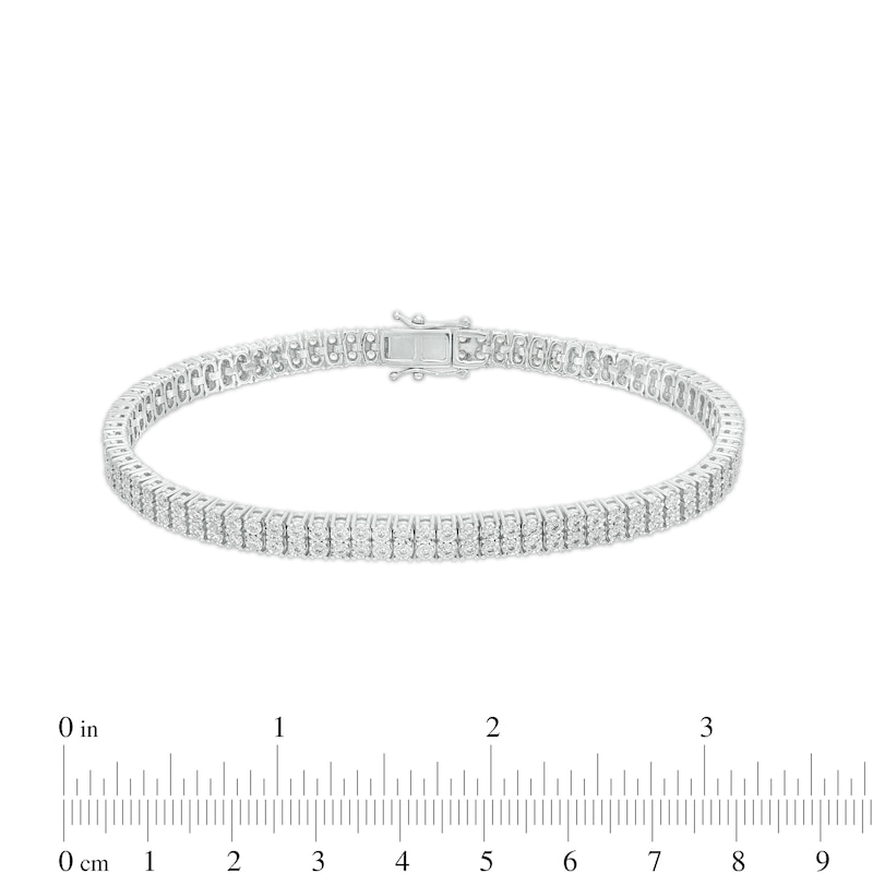Main Image 3 of Men's 2-1/4 CT. T.W. Diamond Double Row Tennis Bracelet in 10K White Gold - 8.5"