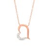 Thumbnail Image 1 of 1/8 CT. T.W. Diamond Tilted Heart Necklace in Sterling Silver with 18K Rose Gold Plate