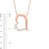 Thumbnail Image 3 of 1/8 CT. T.W. Diamond Tilted Heart Necklace in Sterling Silver with 18K Rose Gold Plate