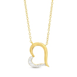 1/8 CT. T.W. Diamond Tilted Heart Necklace in Sterling Silver with 18K Gold Plate