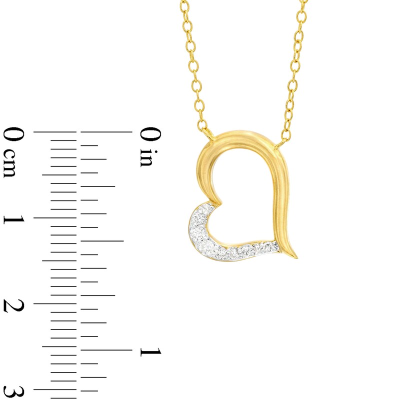 Main Image 3 of 1/8 CT. T.W. Diamond Tilted Heart Necklace in Sterling Silver with 18K Gold Plate