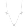 Thumbnail Image 1 of 1/5 CT. T.W. Diamond Triple Butterfly Station Necklace in Sterling Silver
