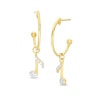 Thumbnail Image 1 of 1/8 CT. T.W. Diamond Eighth Note Open Hoop Drop Earrings in Sterling Silver with 18K Gold Plate