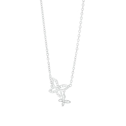 1/8 CT. T.W. Diamond Double Butterfly Necklace in Sterling Silver