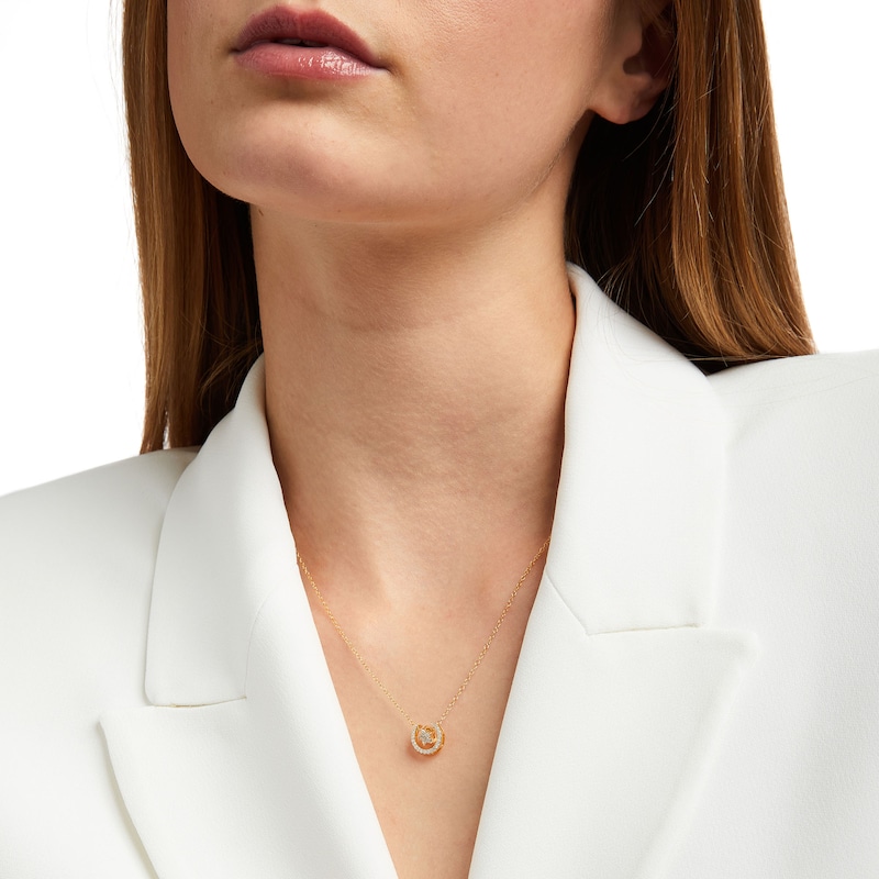 Main Image 2 of 1/8 CT. T.W. Diamond Moon and Star Pendant in Sterling Silver with 18K Gold Plate