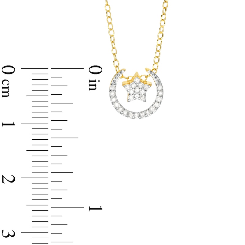 Main Image 3 of 1/8 CT. T.W. Diamond Moon and Star Pendant in Sterling Silver with 18K Gold Plate
