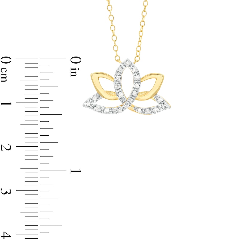 Main Image 3 of 1/10 CT. T.W. Diamond Lotus Flower Necklace in Sterling Silver with 18K Gold Plate