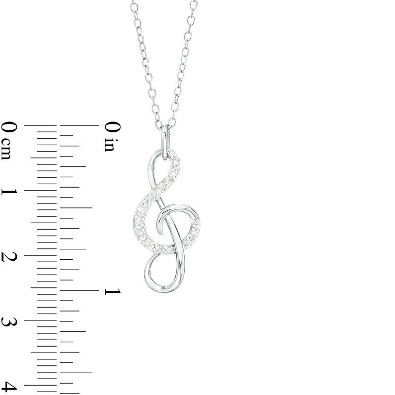 Main Image 3 of 1/10 CT. T.W. Diamond Treble Clef Pendant in Sterling Silver