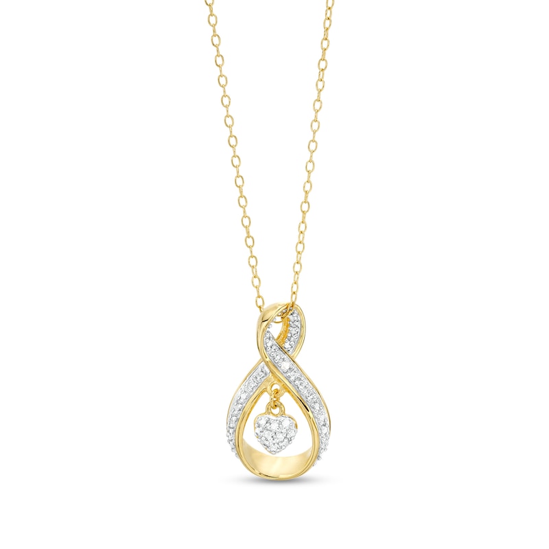 Main Image 1 of Diamond Accent Infinity Heart Pendant in Sterling Silver with 18K Gold Plate