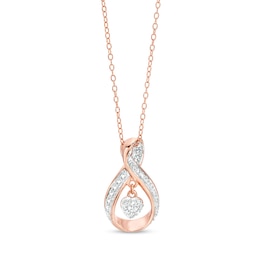 Diamond Accent Infinity Heart Pendant in Sterling Silver with 18K Rose Gold Plate