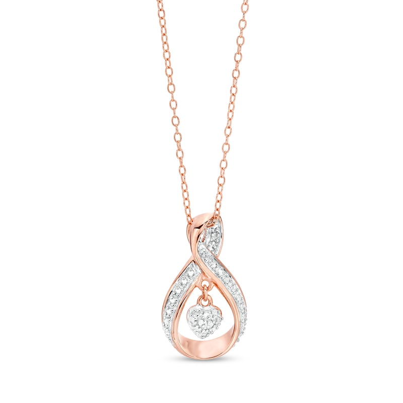 Main Image 1 of Diamond Accent Infinity Heart Pendant in Sterling Silver with 18K Rose Gold Plate