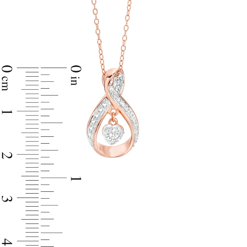 Main Image 3 of Diamond Accent Infinity Heart Pendant in Sterling Silver with 18K Rose Gold Plate