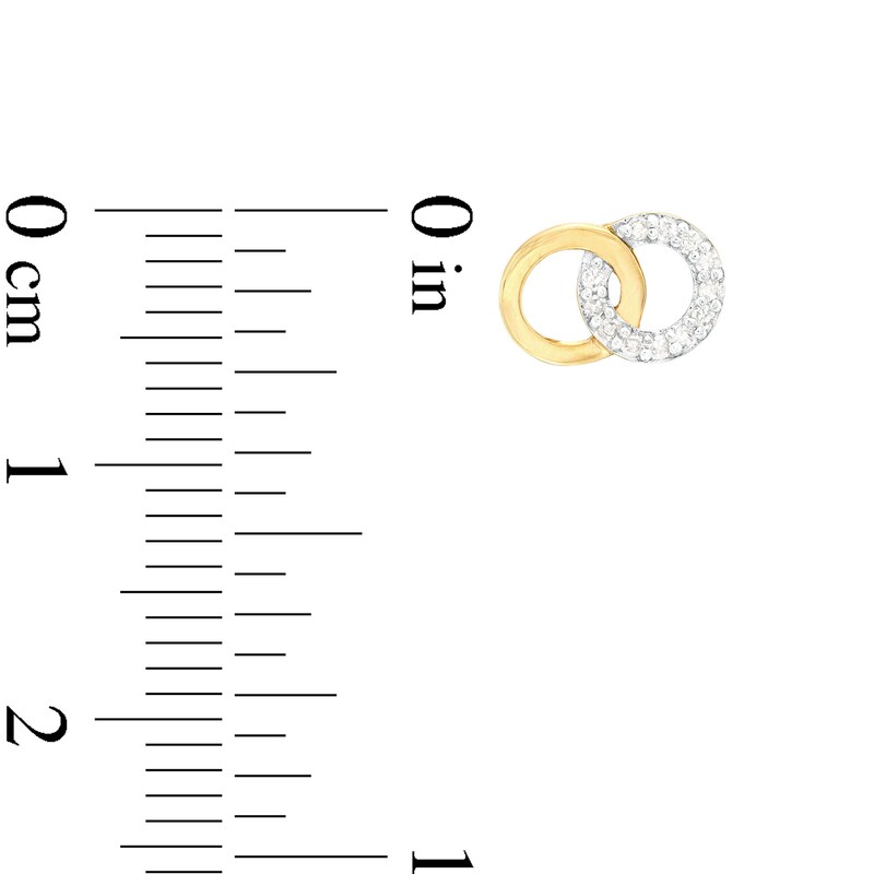 Main Image 3 of 1/10 CT. T.W. Diamond Double Interlocking Circles Stud Earrings in 10K Gold