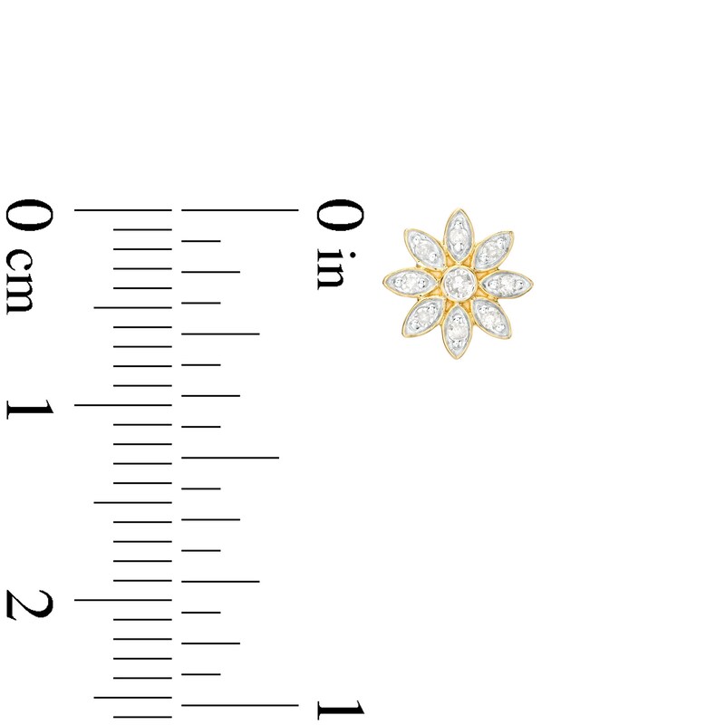 Main Image 3 of 1/10 CT. T.W. Diamond Flower Stud Earrings in 10K Gold