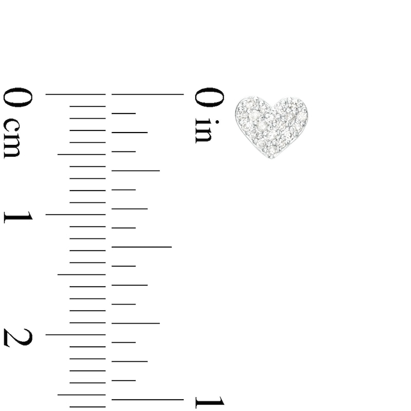 Main Image 3 of 1/8 CT. T.W. Diamond Heart Cluster Stud Earrings in 10K Gold