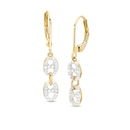 1/4 CT. T.W. Diamond Oval Link Drop Earrings in 10K Gold