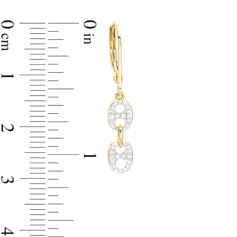 Main Image 3 of 1/4 CT. T.W. Diamond Oval Link Drop Earrings in 10K Gold