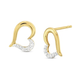 1/8 CT. T.W. Diamond Heart Stud Earrings in Sterling Silver with 18K Gold Plate